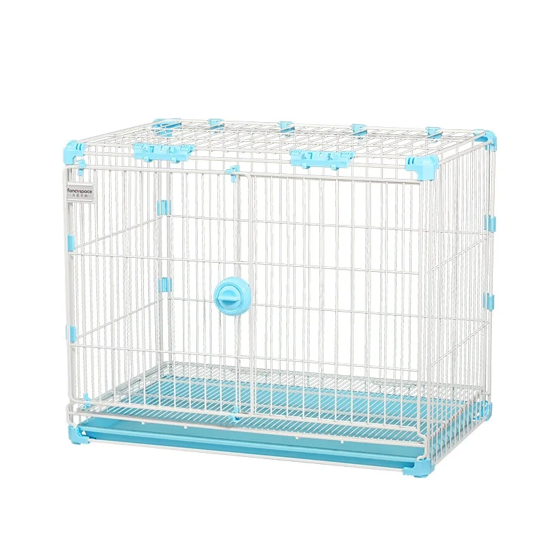 Multifunctional Solid Pattern Plastic Dog Cage with Button Closure Stackable Bottom Net for Small Pets