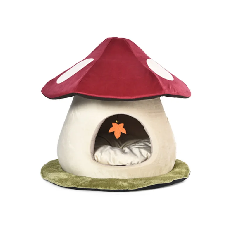 Multifunctional Use Self warming Cat House Bed Mushroom Shape Pet Bed