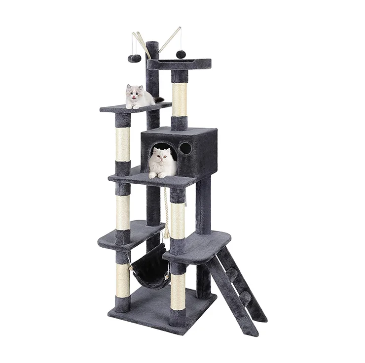 Multilayer Manufacturer Custom Luxury High Quality Furniture Modern Black Cat Tree Tower Scratcher Creative Giant Cat Tree House