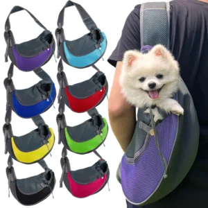Multiple Color Adjustable Pet Carrier Lightweight Breathable Sandwich Mesh Dog Cat Shoulder Bag Polyester with Zipper Closure
