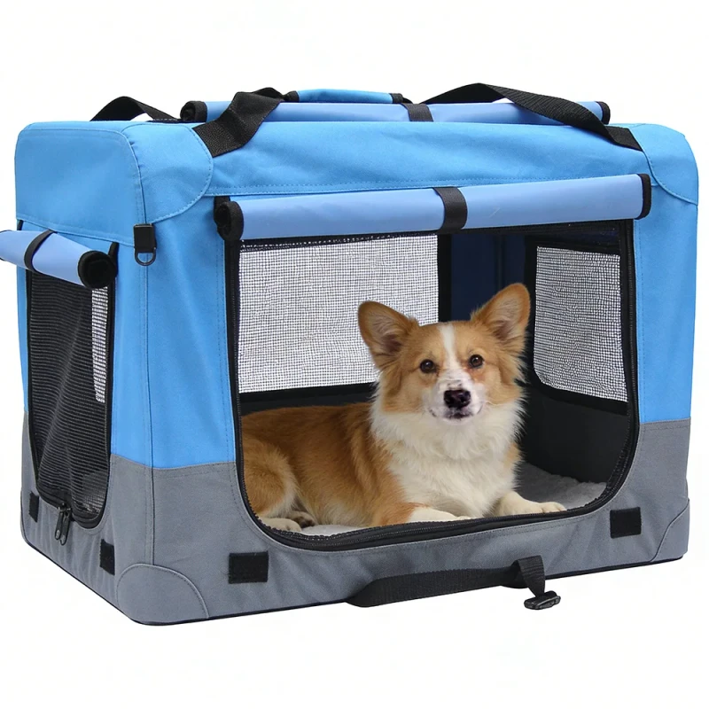 Multiple Sizes Pet Soft Crate Foldable Breathable Dog Soft Sided Cage with Zipper Closure for Indoor Outdoor Use