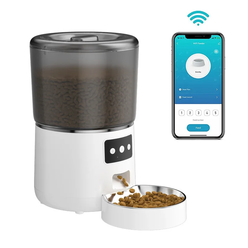 NPET 4L Automatic Remote Pet Food Storage Dispenser Feeder Pet Bowls Feeders
