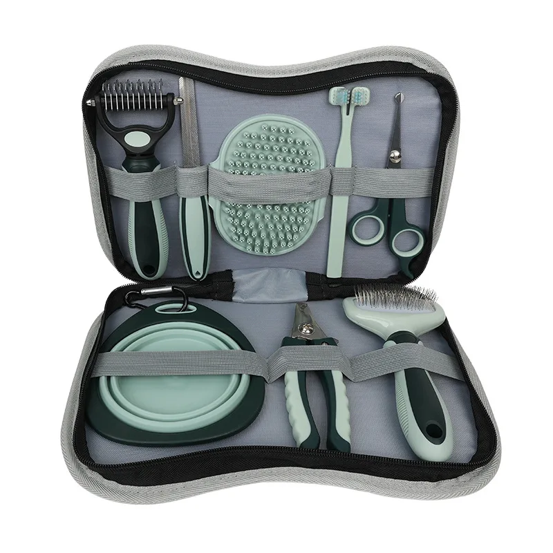 Nail Clipper Included Pet Cleaning Hair Removal Pet Grooming Kit 8-in-1 Sustainable Professional Multifunction Dog Grooming Set