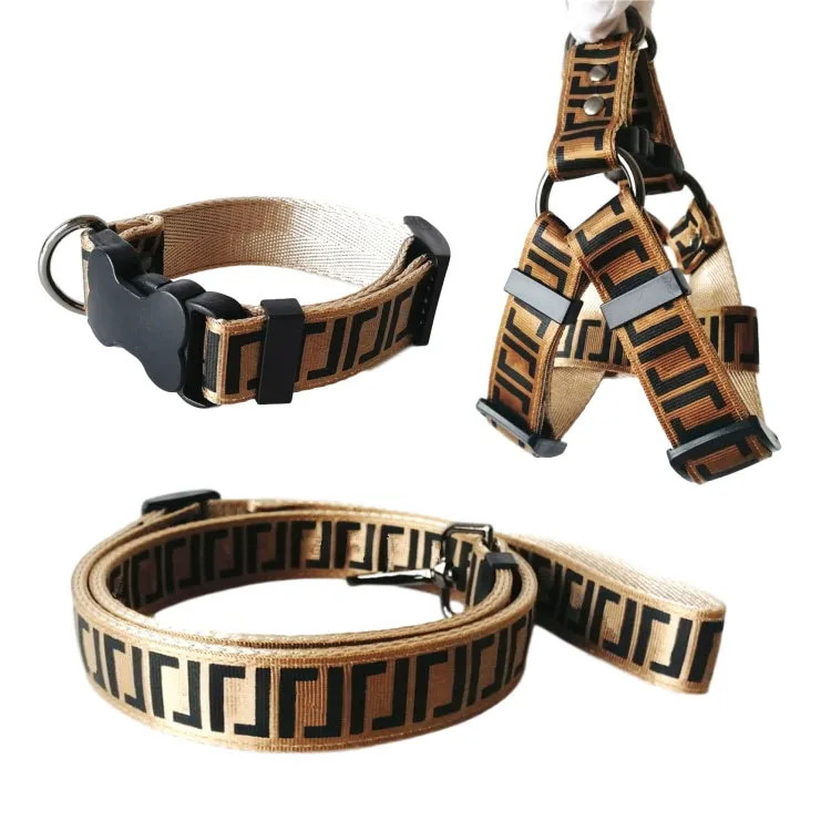 Name Brand Fashion High End Adjustable Pet Collars Leashes Harness Designer Dog Harness Luxury Pet Collar Leash Set