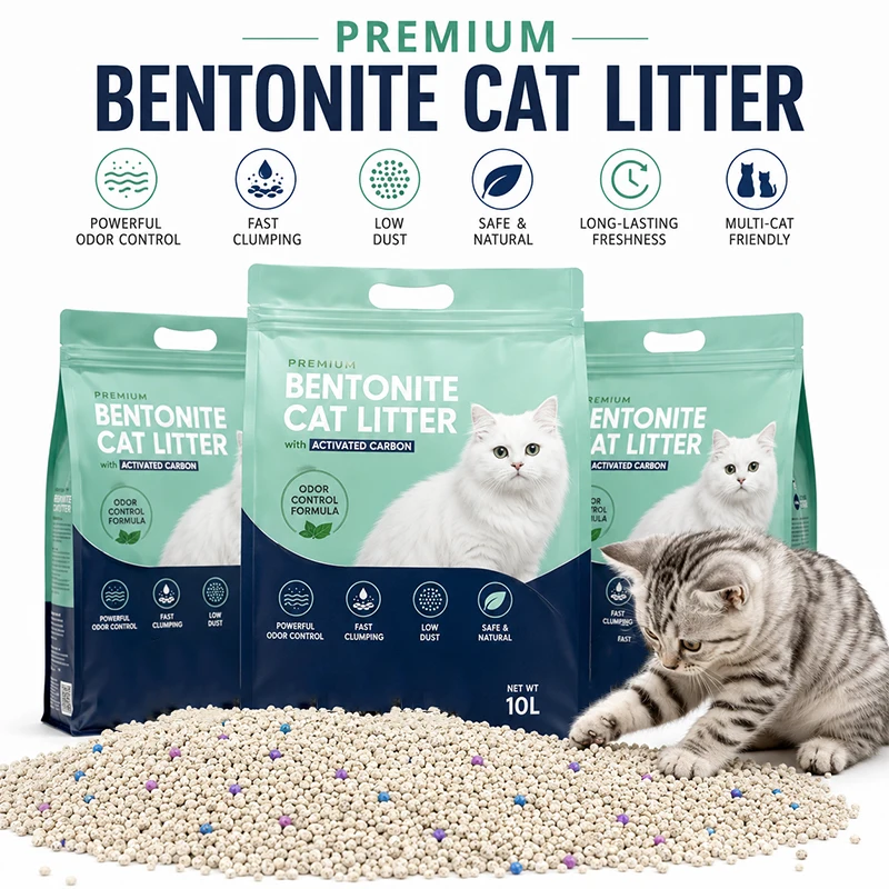 Natural Bentonite Cat Litter Dust Free Biodegradable Fast Clumping Low Tracking Scented for Indoor Cats Bentonite cat Litter