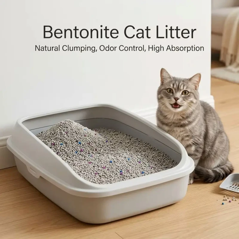 Natural Bentonite Cat Litter Low Dust Fast Clumping Activated Carbon Spherical Corn Starch Unscented ISO9001 Certified Kitty