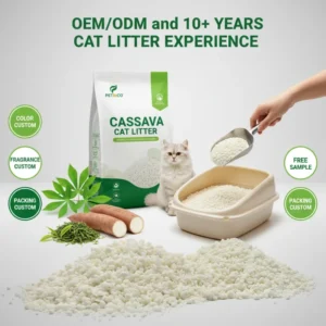 Natural Cassava Plant Cat Litter Biodegradable Eco Friendly 99% Dust Free Fast Clumping Odor Control for Cats