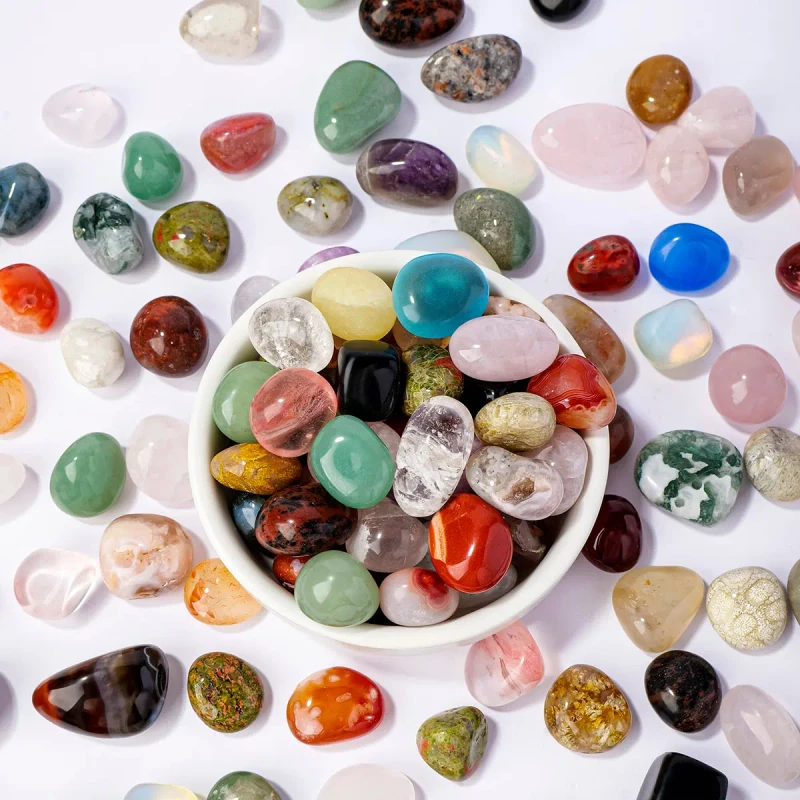 Natural Crystal Tumbled Stones Mixed Color Polished Aromatherapy Stones Cleansing Stones Fish Tank Decor