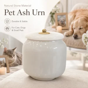 Natural Jade Stone Pet Cremation Urn for Cats Dogs Small Animals Memorial Ashes Jar