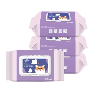 Natural Pet Grooming Wipes Cleaning & Deodorizing Soft Non woven Unscented Mild Formula Ear Eye Wet Wipes for Cats Dogs