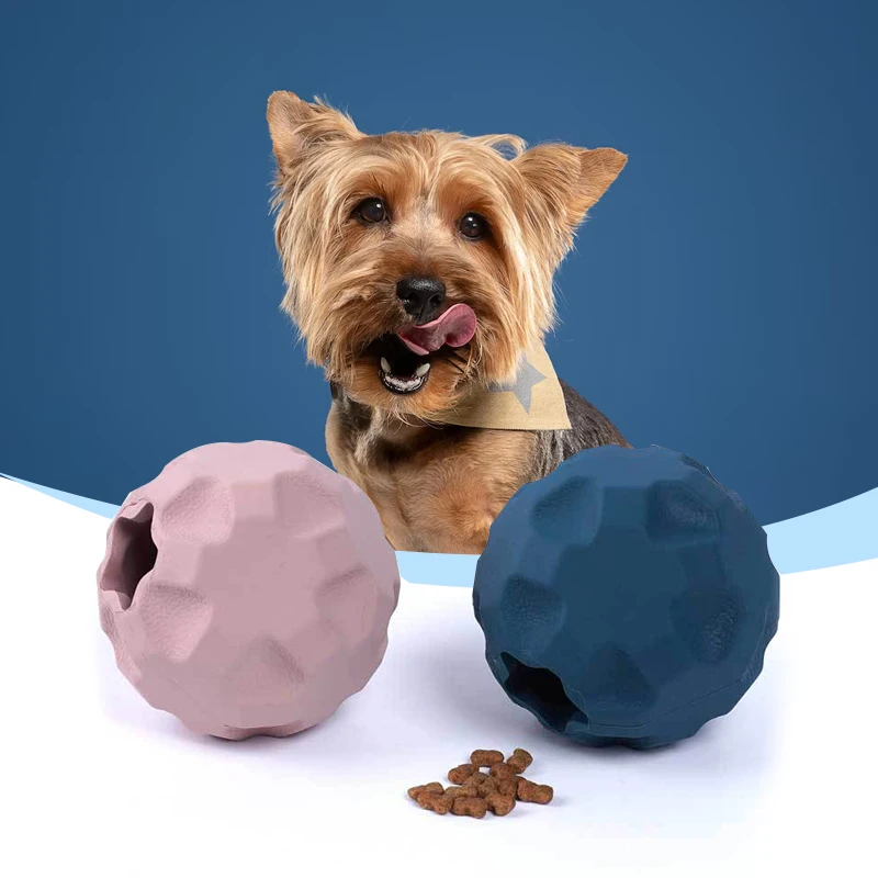 Natural Rubber Ball Interactive Treats Outdoor Pet Toys for Dogs Boredom Blue and Pink Pet Chew Slow Feeder Toys