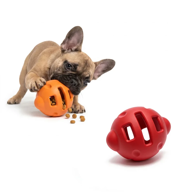 Natural Rubber Puppy Training Toy Treat Dispenser Dog Ball Interactive Molar Chew Toy for Aggressive Chewers