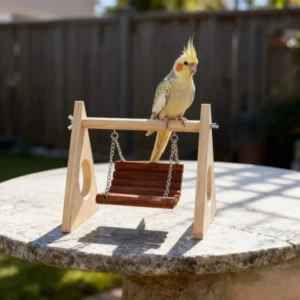 Natural Wood Hamster Parrot Swing with Chewing Toy Bird Cage Accessories Small Pet Hanging Perch Play Supplies