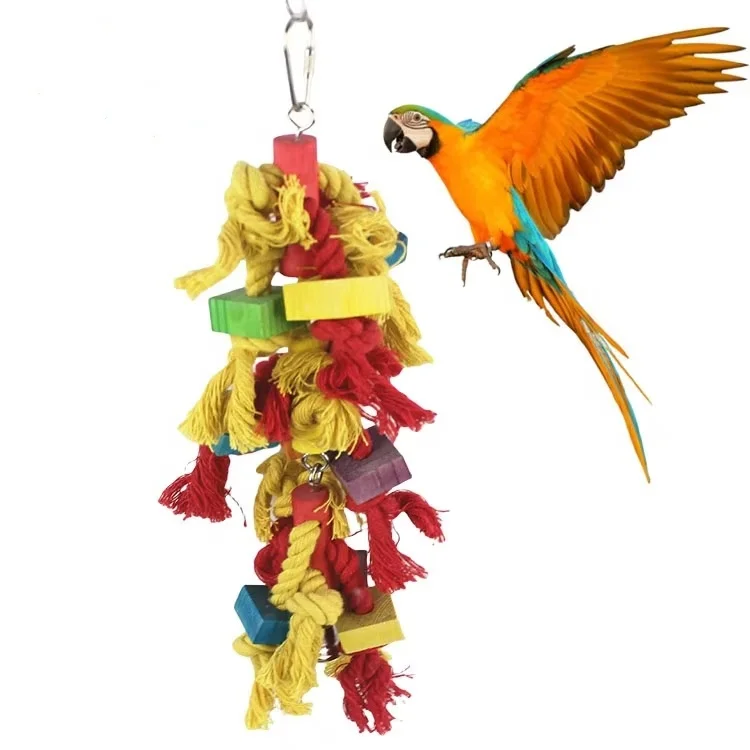 Natural Wood Parakeet Chewing Extra Large Bird Parrot Toys Multicolored Natural Wooden Blocks Tearing Toys for Birds Parrots