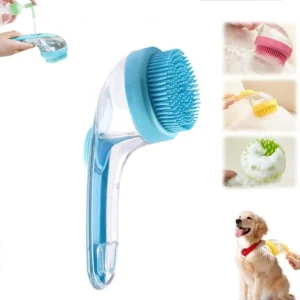 New 2 in 1 Pet Dog Bath Brush with Built in Shampoo Dispenser Multi functional Bath Brush for Long & Short Haired Dogs Cats
