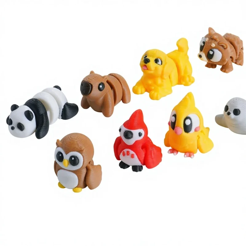 New 3D Printed Colorful Mini Animals Figurines Ornaments Cute Simulation Animal Models Home Office Desktop Decoration