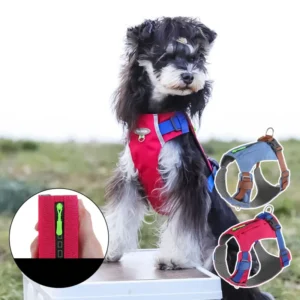 New Adjustable Pet Harness with Reflective and Breathable Design for Schnauzer Dogs Outdoor Pet Harness