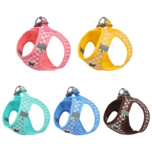 New Arrival Breathable Checkered Cat Dog Harness Leash Set Printed Adjustable Pet Harness for Small Dogs Kitten