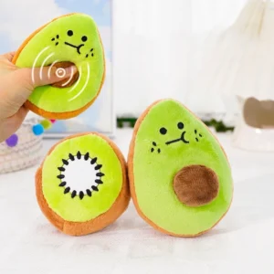 New Arrival Eco Friendly Fruit Plush Toys for Dog Puppy Avocado Cute Pet Interactive Squeaky Chewing Toy Soft Squeak Dog Toy