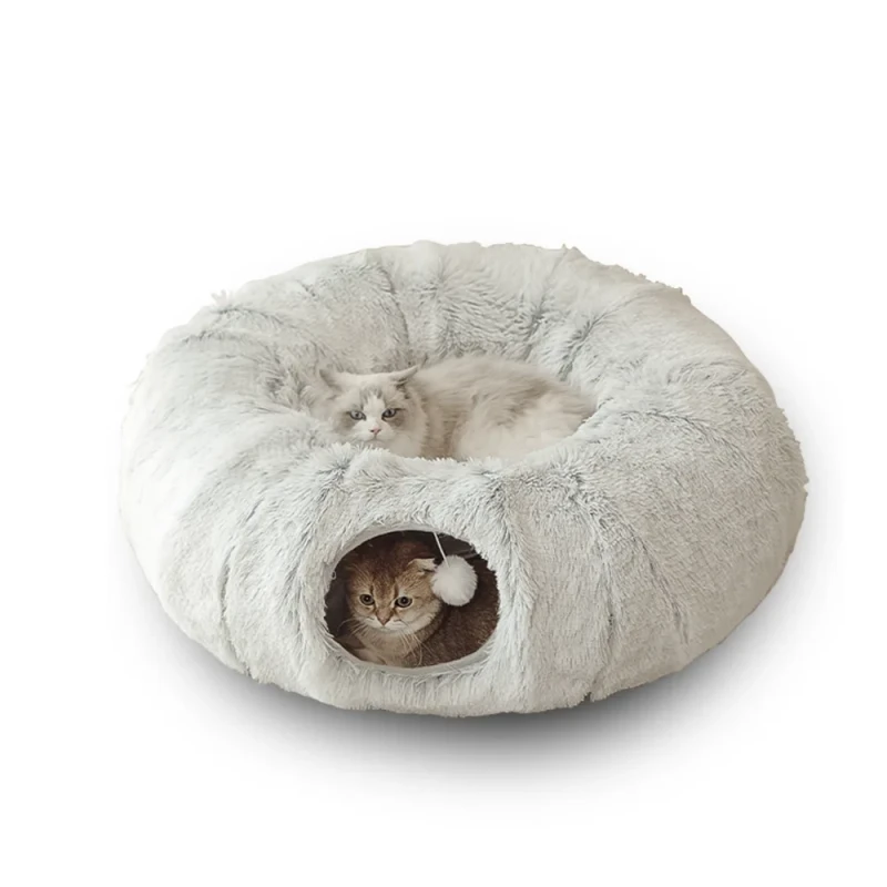 New Autumn and Winter Plush Pet Bed for Cats and Dogs Foldable Portable Breathable Warm and Comfortable Tunnel for Cats