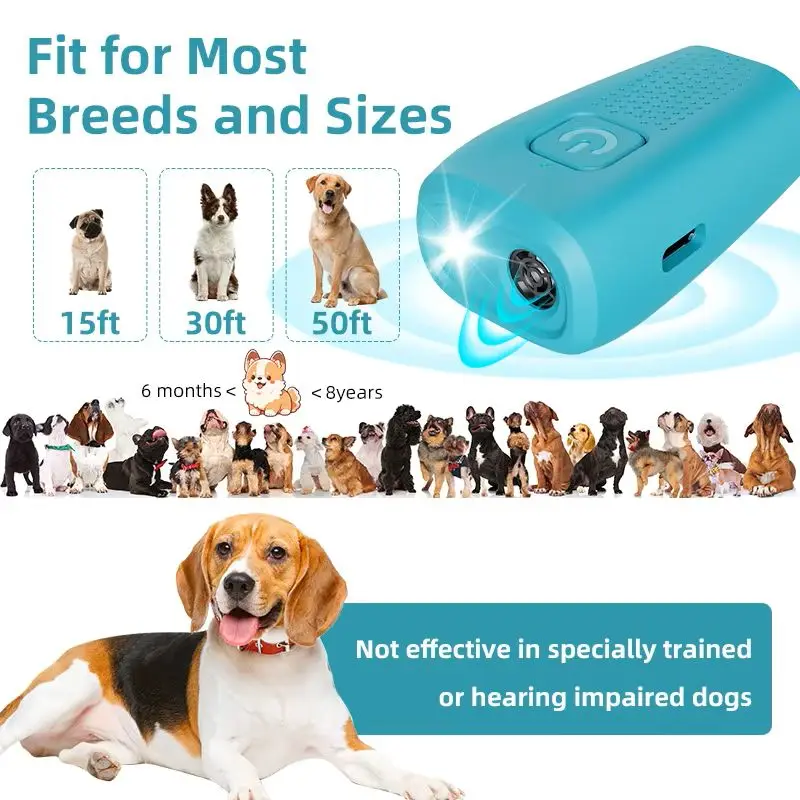 New Compact Ultrasonic Dog Repeller Keychain Shape Portable Handheld Strobe Flash Anti Bark Control Trainer for All Dogs