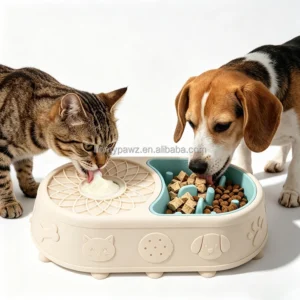New Design BPA Free Tested 3 in 1 Suction Cup Dog Licking Bowl Slow Feeder Dog Bowls with Ball for Liquid Treats