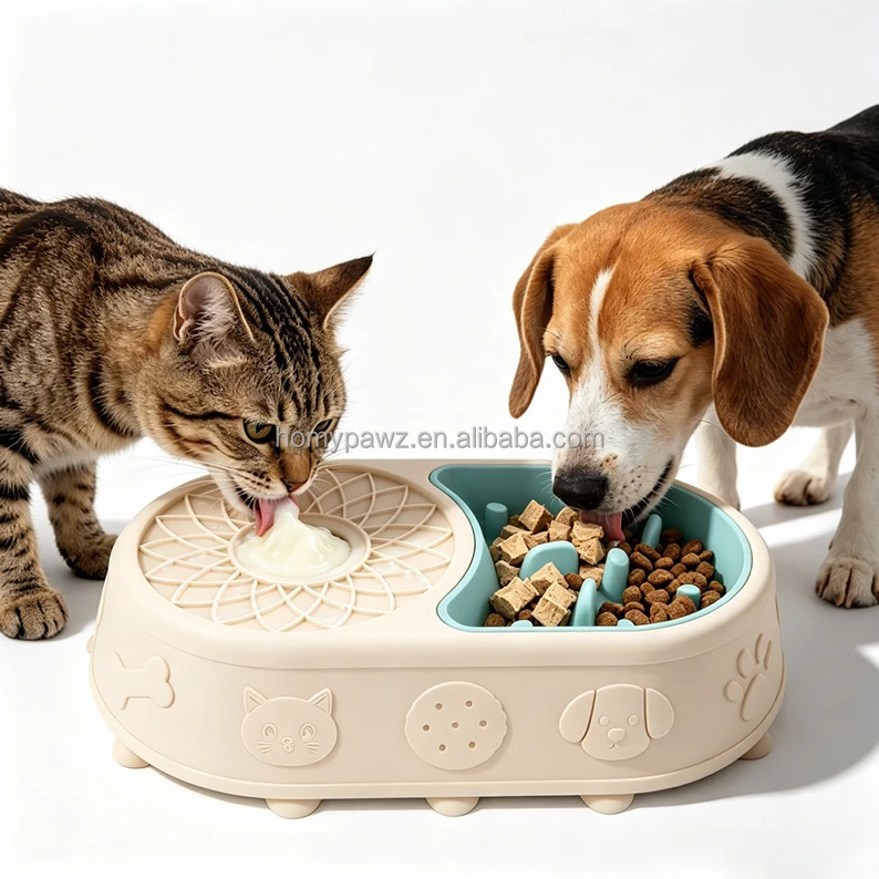 New Design BPA Free Tested 3 in 1 Suction Cup Dog Licking Bowl Slow Feeder Dog Bowls with Ball for Liquid Treats