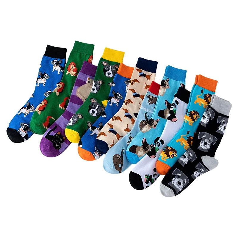 New Design Cute Fashion Feet Socks Doberman Sapi Dog Cat Panda and lion Cartoon Crew Animal Series Unisex Socks