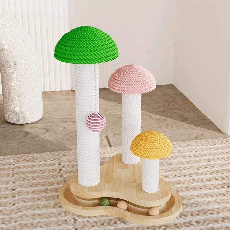 New Design Fun Playing Cat Scratche Tree Interactive Toy Wood Natural Color Cat Scratcher Lounge Board Tower