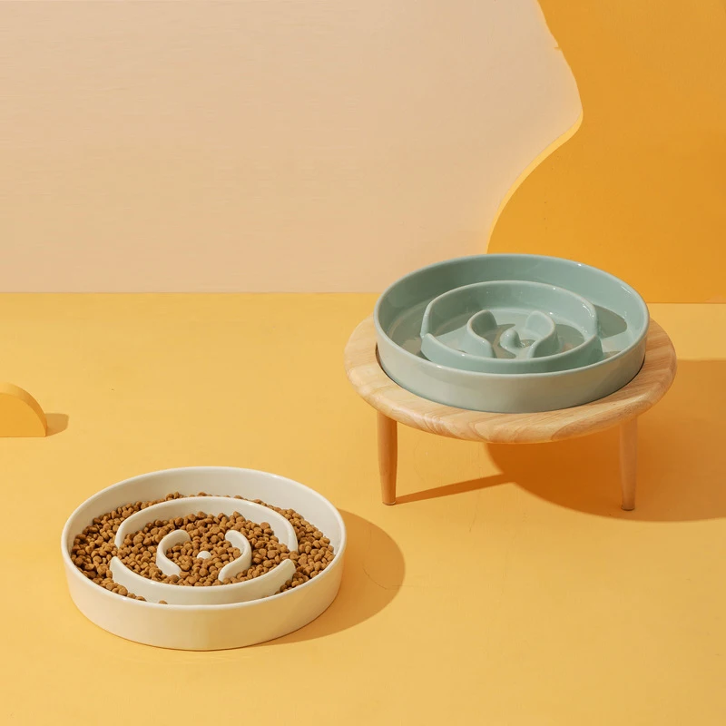 New Design Slow Feeder Dog Bowl Pet Elevated Feeding Bowl Ceramic Cat Food Pet Bowl With Stand