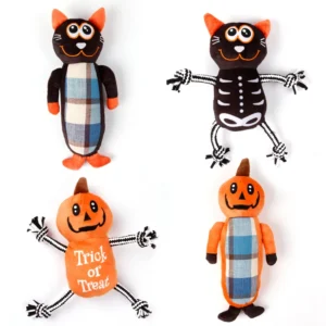 New Eco Friendly Smiling Monster Plush Dog Toy Funny Chewing Teething Interactive Toy With Squeak Feature Christmas Halloween