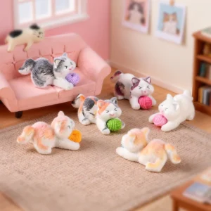 New Flocking Han Cat Play Group Car Resin Small Ornaments Gardening Micro Landscape Decorations Hair Accessories DIY Accessories