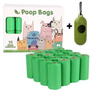 New Green Custom Biodegradable Compostable Dog Poop Poo Pup Bag Pet Waste Disposal Bag Manufactured by Custom