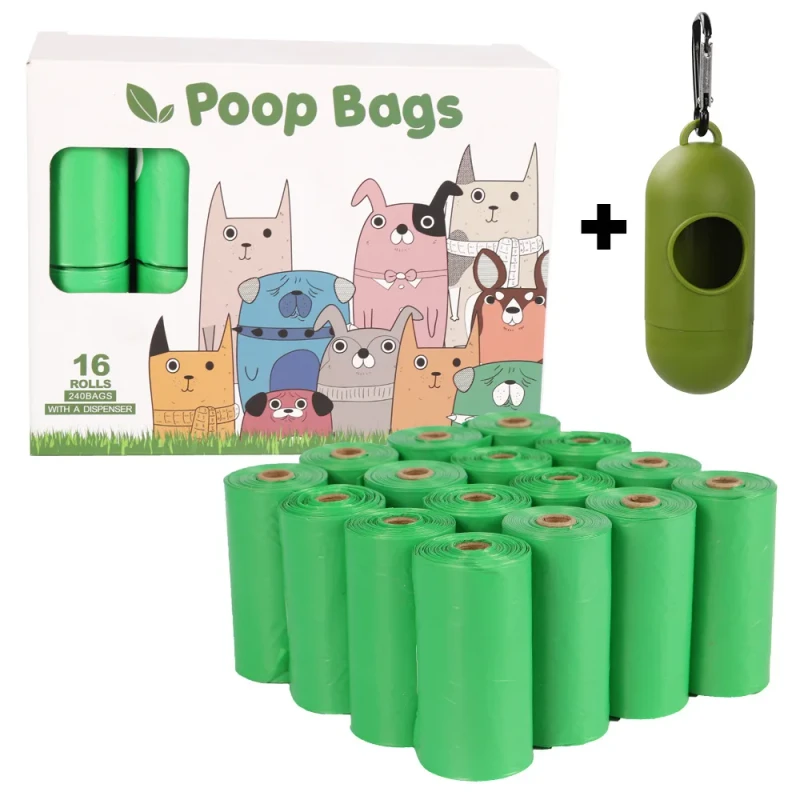 New Green Custom Biodegradable Compostable Dog Poop Poo Pup Bag Pet Waste Disposal Bag Manufactured by Custom