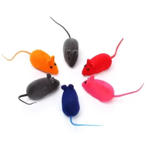 New Interactive Flocking Cartoon Soft Linen Mouse Chew Colored Squeak Sound for Cat Training Pet Toys