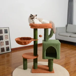 New Large Cat Tree Wood Construction with Sisal Scratching Ramp Indoor Kitten Cat Toy Packaged Cat Scratcher