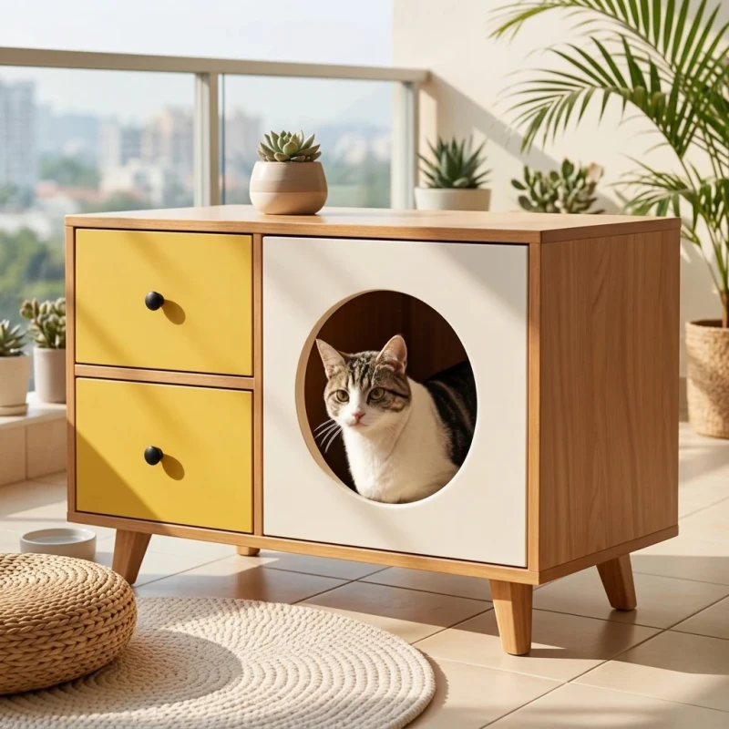 New Large Household Living Room Mdf Board Pet Houses Furniture Nest Wooden Cat Litter Box Cabinets