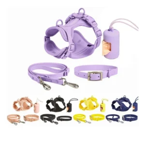 New Luxury Custom Dog Harness Neoprene Dog Collar Leash Set Waterproof Dispenser PVC Material Soft Adjustable Matching Leash
