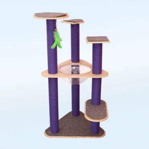 New MDF & Wood Eco-Friendly Cat Tree Scratcher with Natural Sisal Cat Post Assembled in Carton