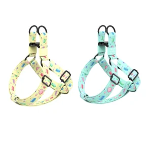 New Macaron Pet Harness Set with Metal Accessories Soft and Comfortable Nylon Chest Strap with Metal Buckle