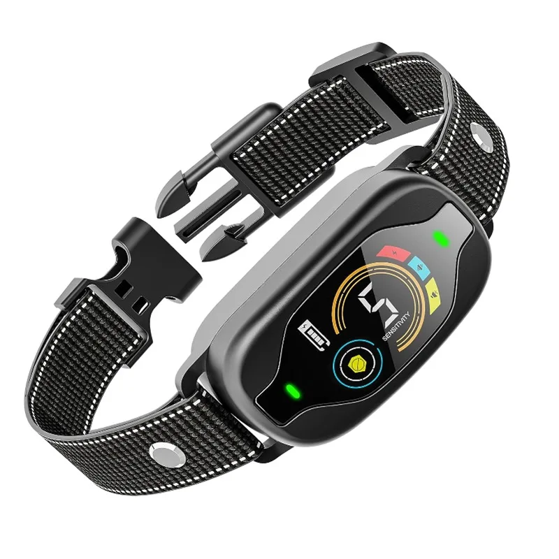 New Manufacturer's Rechargeable Waterproof Anti Bark Device for Pets Smart Color Screen Electric Shock Bark Control Made Plastic