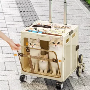 New Model Foldable Cat Carrier Portable Pet Travel Trolley Case Large Capacity Luggage Airline Approved Pet Carrier Cage
