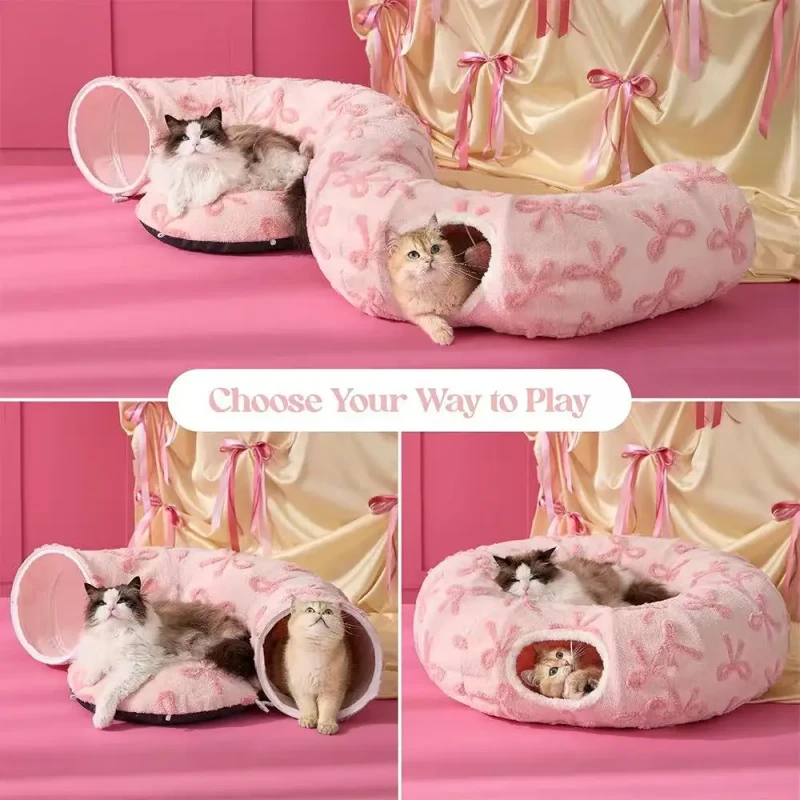 New Pattern ECO FRIENDLY Foldable Soft Cat Toys Pet Accessories Luxury Cat Tunnel Bed for All Seasons