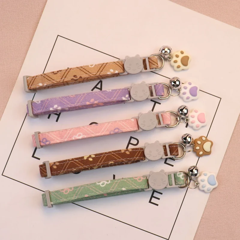 New Pet Collars Cats Dogs Small sized Dog Collars Cute Footprints Bells Cat Neck Collars