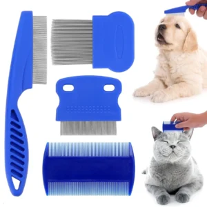 New Pet Flea Comb Double Side Lice Brush Dog Cat Hair Removal Grooming Tool Set