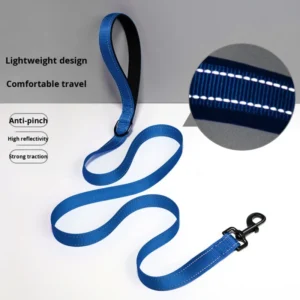New Single sided Reflective Nylon Leash Hand friendly Suitable for Medium Large Shepherd Dogs Traction Belt Pet Walking Leash