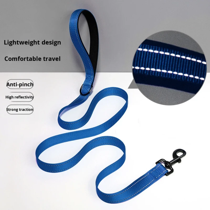 New Single sided Reflective Nylon Leash Hand friendly Suitable for Medium Large Shepherd Dogs Traction Belt Pet Walking Leash