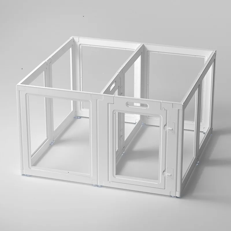 New Solid Small Medium Dog Cage Transparent Plastic Indoor Door Isolation Barrier Button Animal Cross Border Pet Supplies