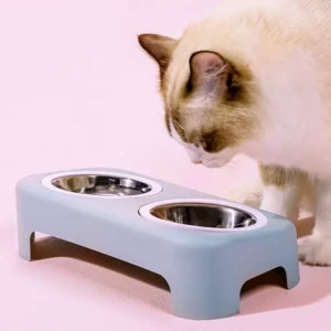 New Stainless Steel Dog Bowl Cat Simple Pet Double Candy Color Plastic Food Pet Bowls Feeder Eating and Drinking
