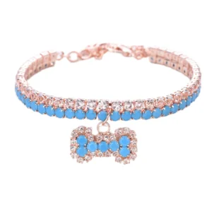 New Stock Solid Pattern Dog Collar, Three Row Elastic Pet Rhinestone Necklace for Small Dogs, Cartoon Style